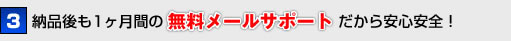 3納品後も1ヶ月間の無料メールサポートだから安心安全！